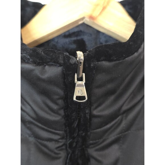 Lauren Ralph Lauren Black Reversible Puffer Velour Velvet Women Size Large - Picture 6 of 8
